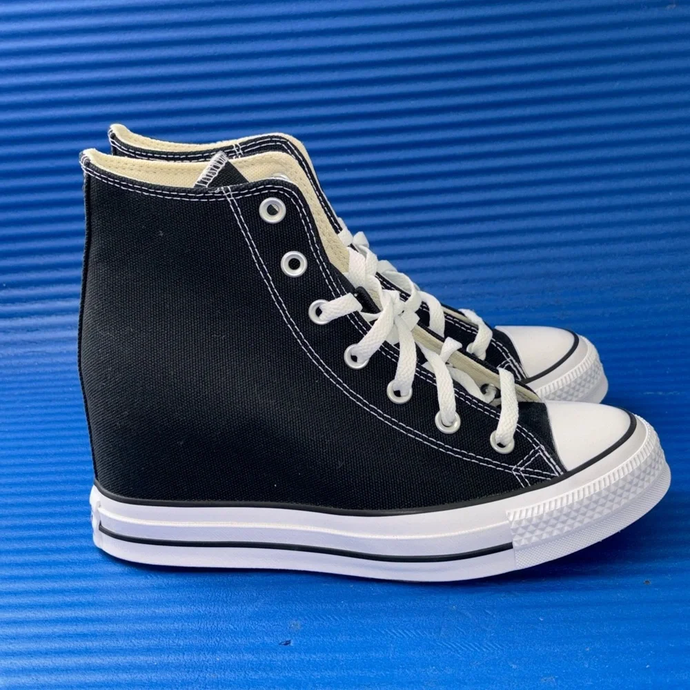 Size 11- Women’s Converse Sneakers Hidden Wedge Hi Top Black A11909C NEW
